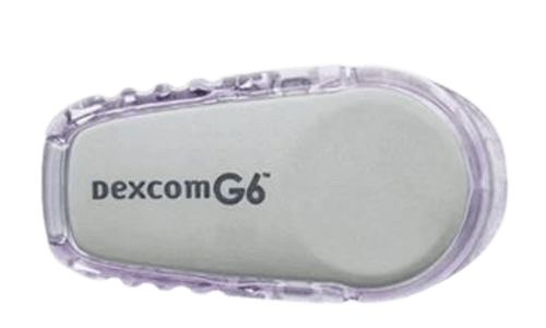 Close-up of Dexcom G6 CGM transmitter
